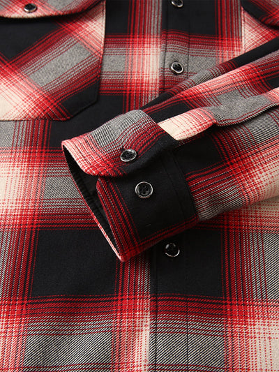 Flannel Fleece Lined Button Up Hooded Shirt