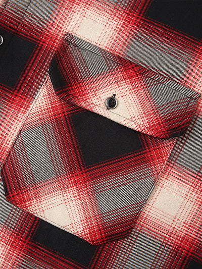 Flannel Fleece Lined Button Up Hooded Shirt