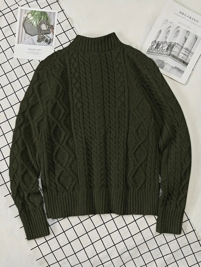 Men’s Knitted Half-Zip Sweater with Stand-Up Collar