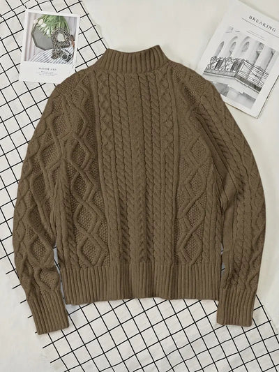Men’s Knitted Half-Zip Sweater with Stand-Up Collar