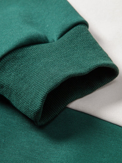 Relax Fit Color Block Polo Collar Sweatshirt