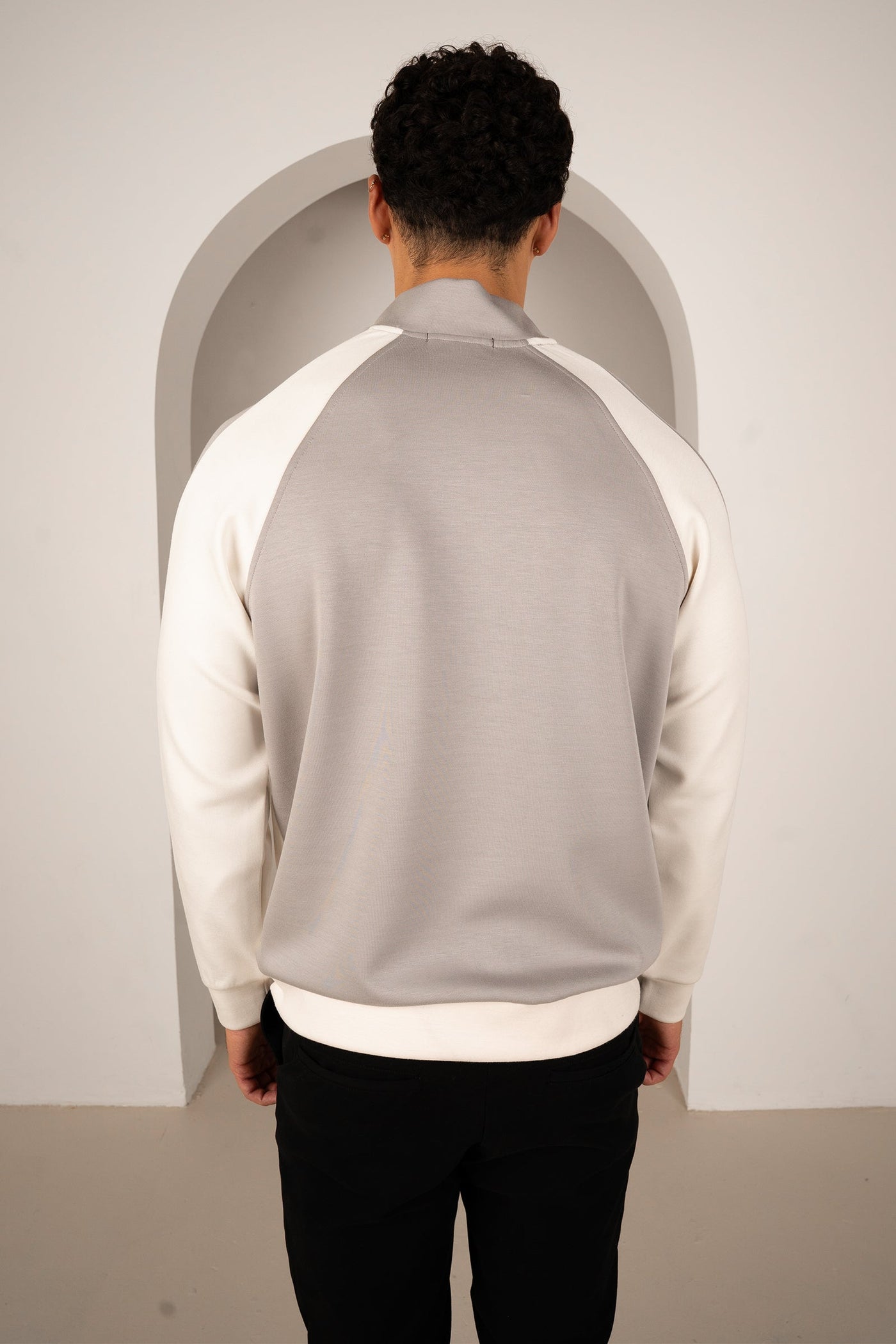 Panelled Scuba Varsity Jacket - Grey