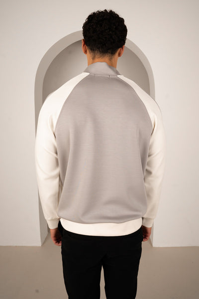 Panelled Scuba Varsity Jacket - Grey