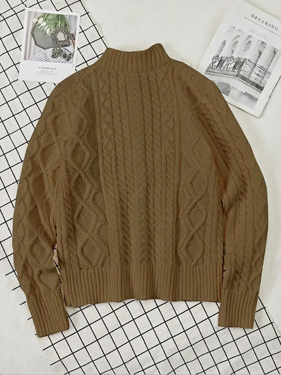 Men’s Knitted Half-Zip Sweater with Stand-Up Collar