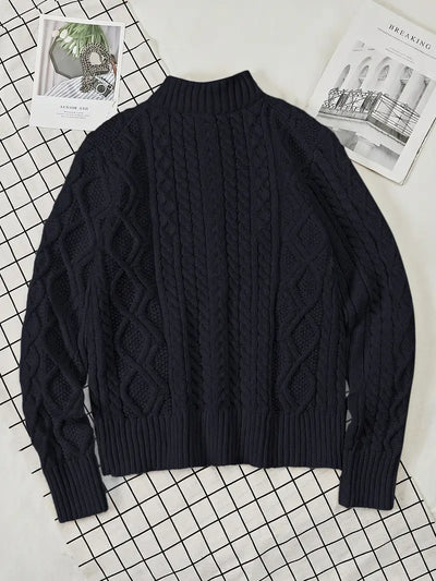 Men’s Knitted Half-Zip Sweater with Stand-Up Collar