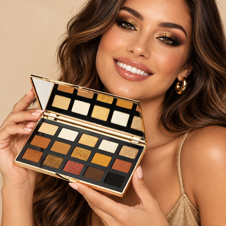 Lachende vrouw met ContourGlow palette