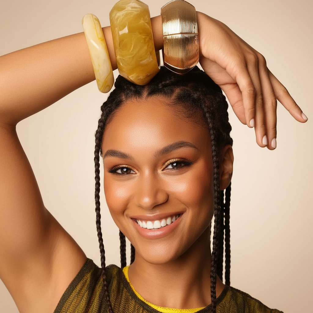 Model braids lachend