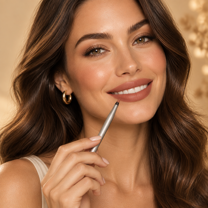Vrolijke vrouw met lip liner